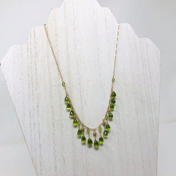 Solid 14K green peridot necklace, 10.2g NWOT - Picture 5 of 11